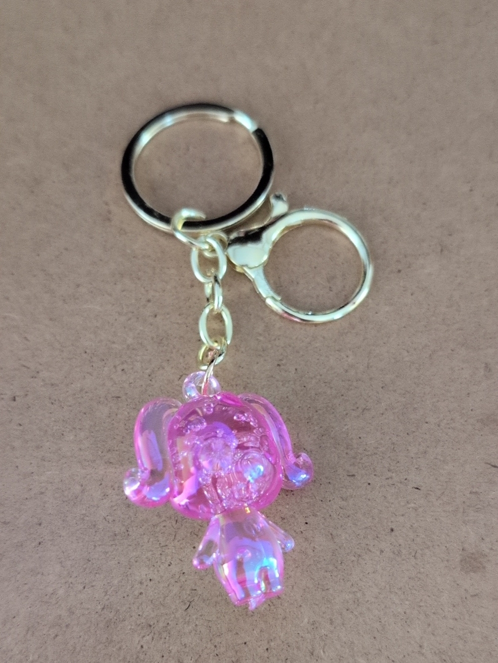Pink Iridescent Girl Charm Keychain for Kids